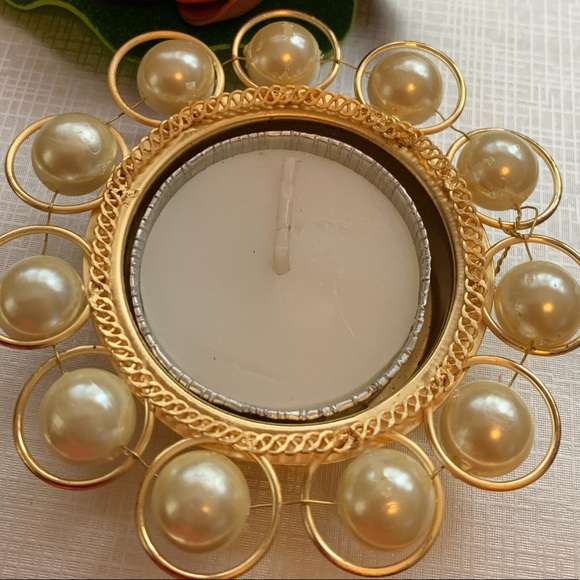 Handmade Gold plated Tea Light Candle Holder - Picture 3 of 5